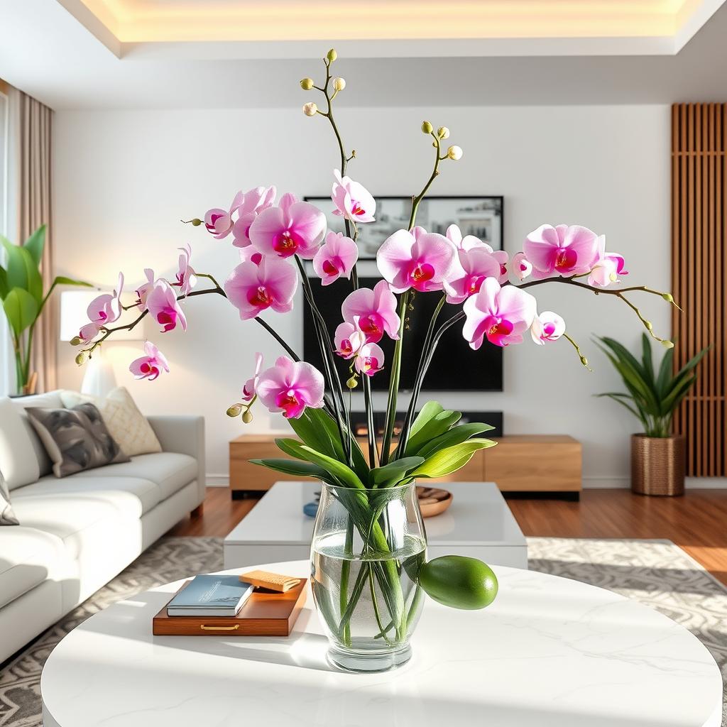 orchids arrangement in living room