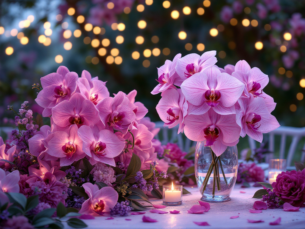 orchids in centerpieces on wedding