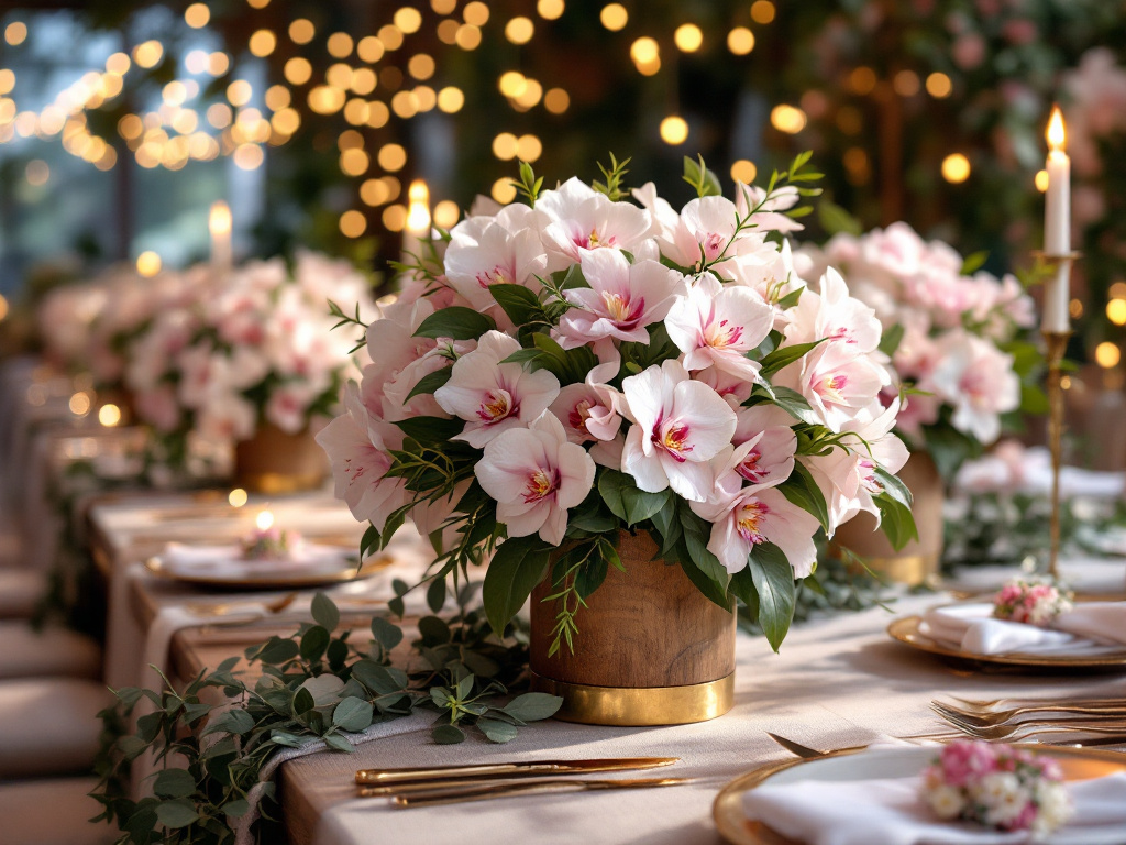 orchids in centerpieces on wedding