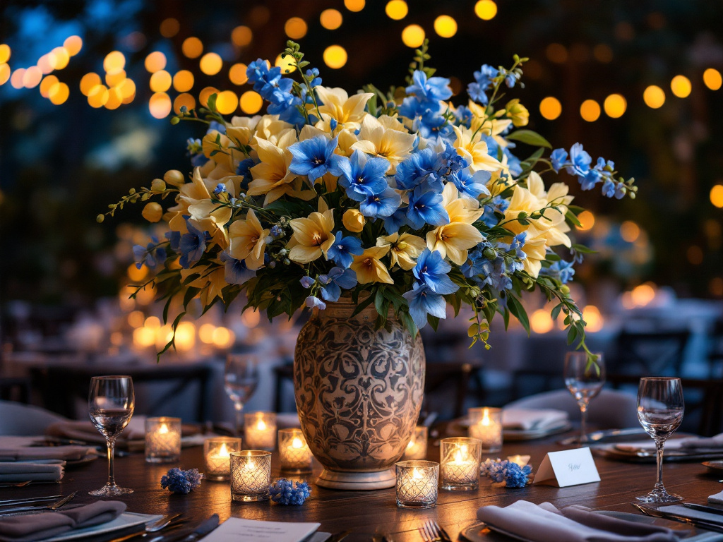 orchids in centerpieces on wedding