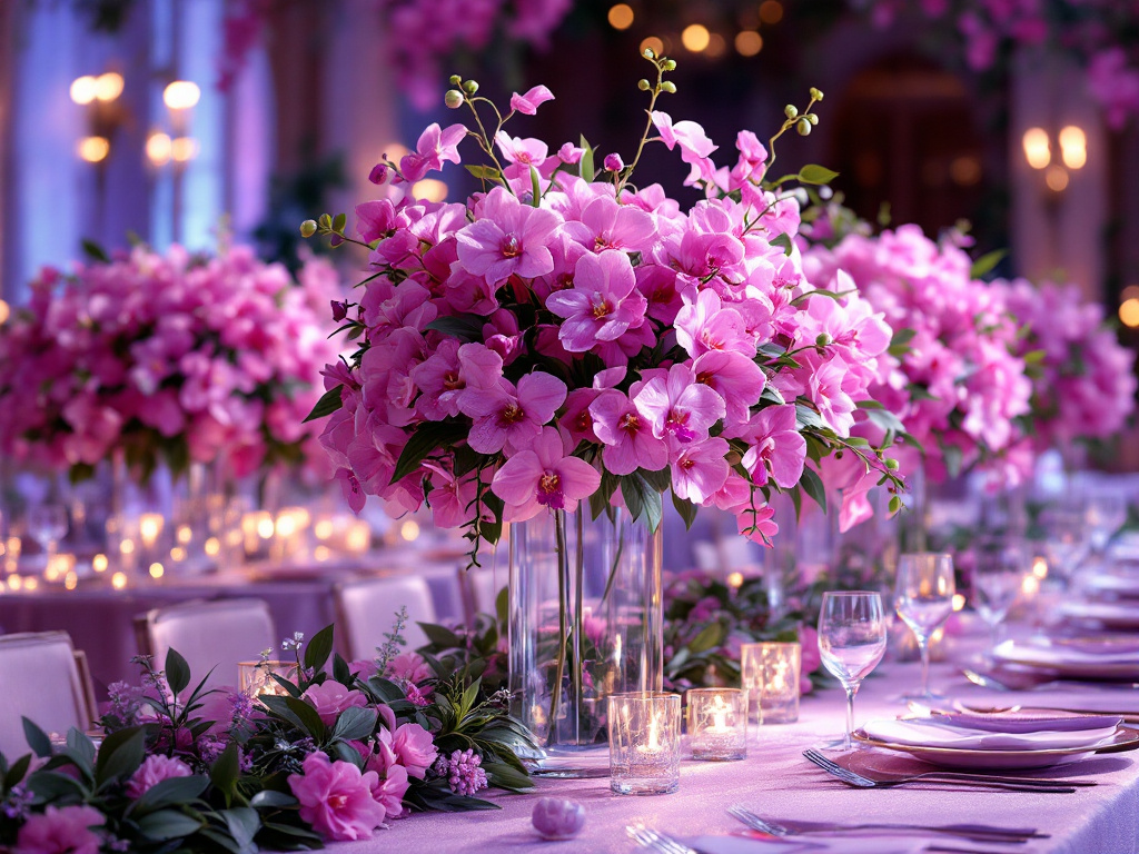 orchids in centerpieces on wedding